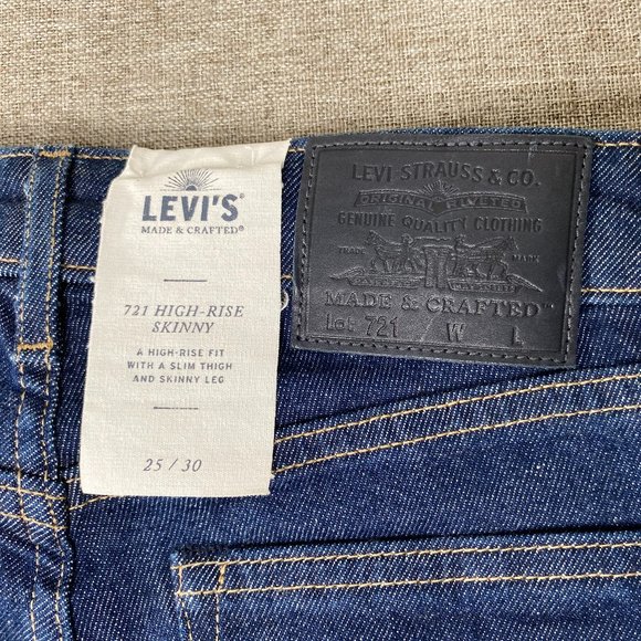 Levi's 721 Selvedge Skinny Denim Jean Women 25 x 30 High Rise Italian Fabric NWT - Picture 8 of 16